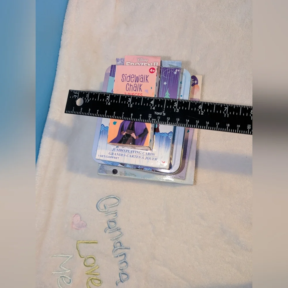 Disney Frozen Puzzle, Playing Jumbo Cards, and Sidewalk Chalk Activities Lot
